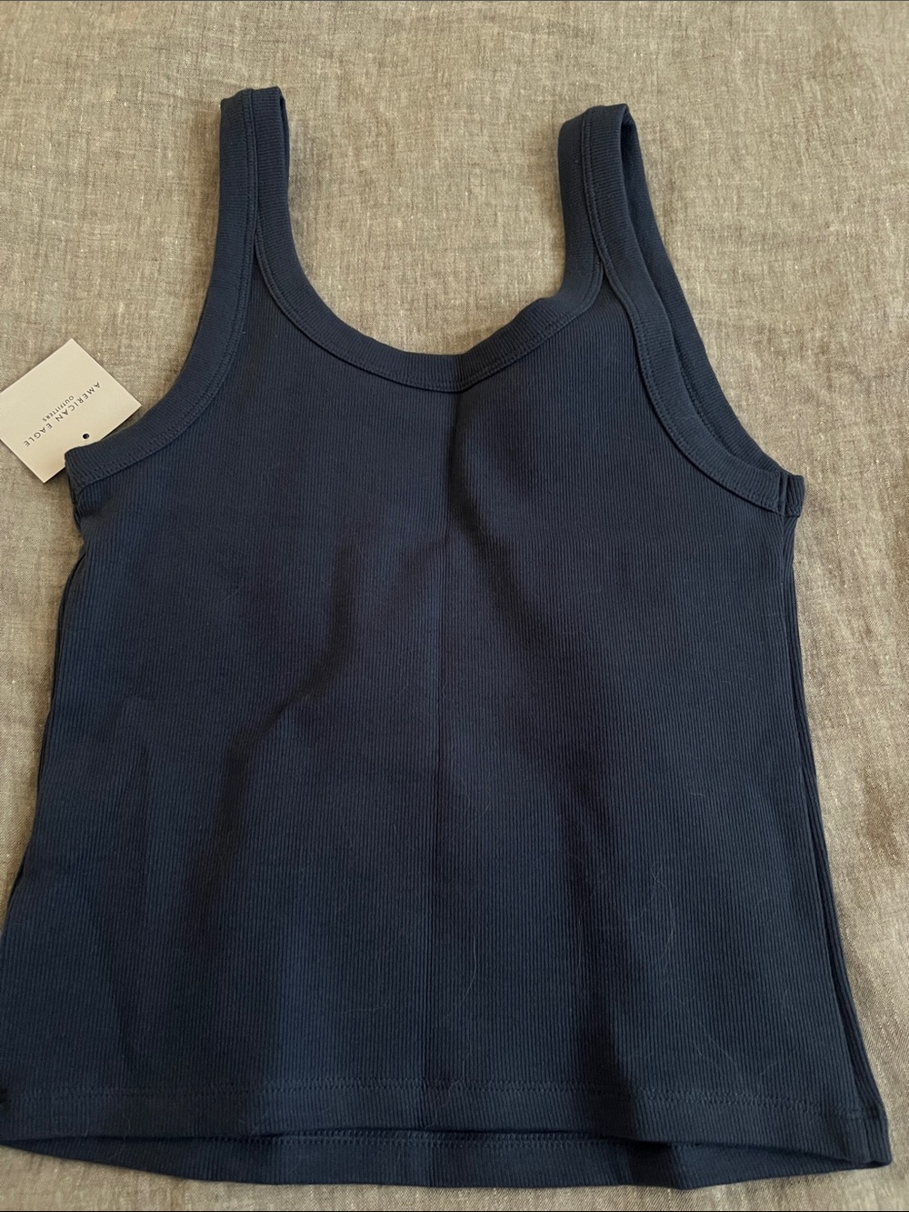 AE Navy Ribbed Tank Top - Picture 2 of 6